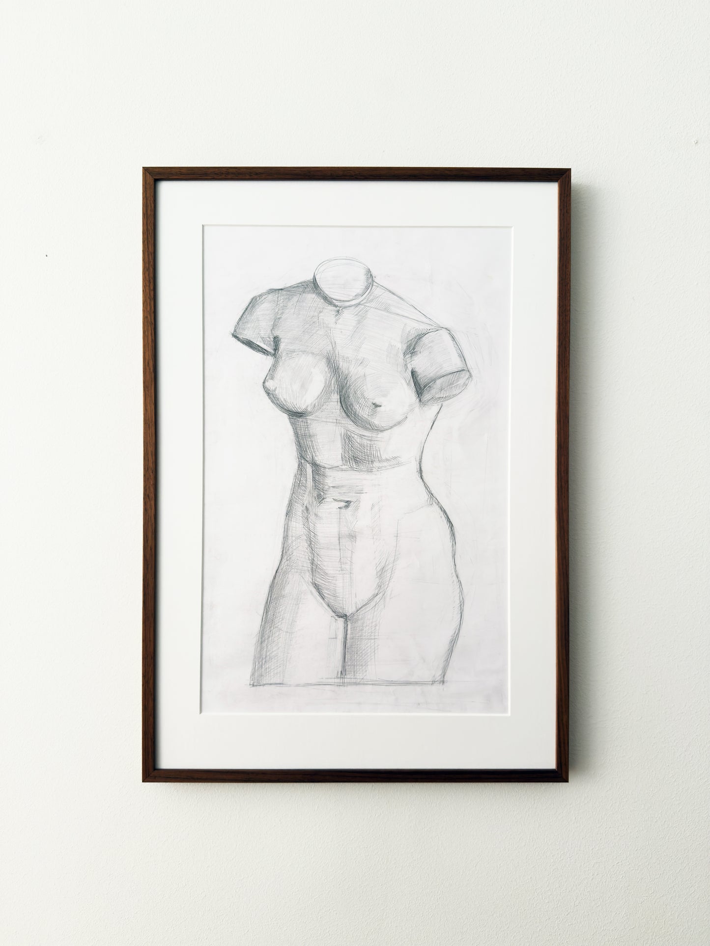 Vintage Graphite Study of Female Torso
