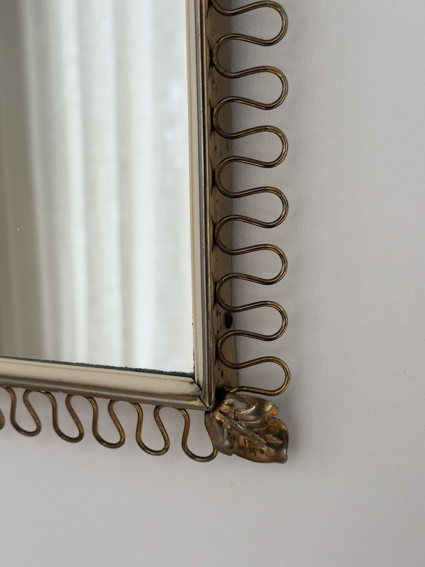 Midcentury Scalloped Brass Mirror