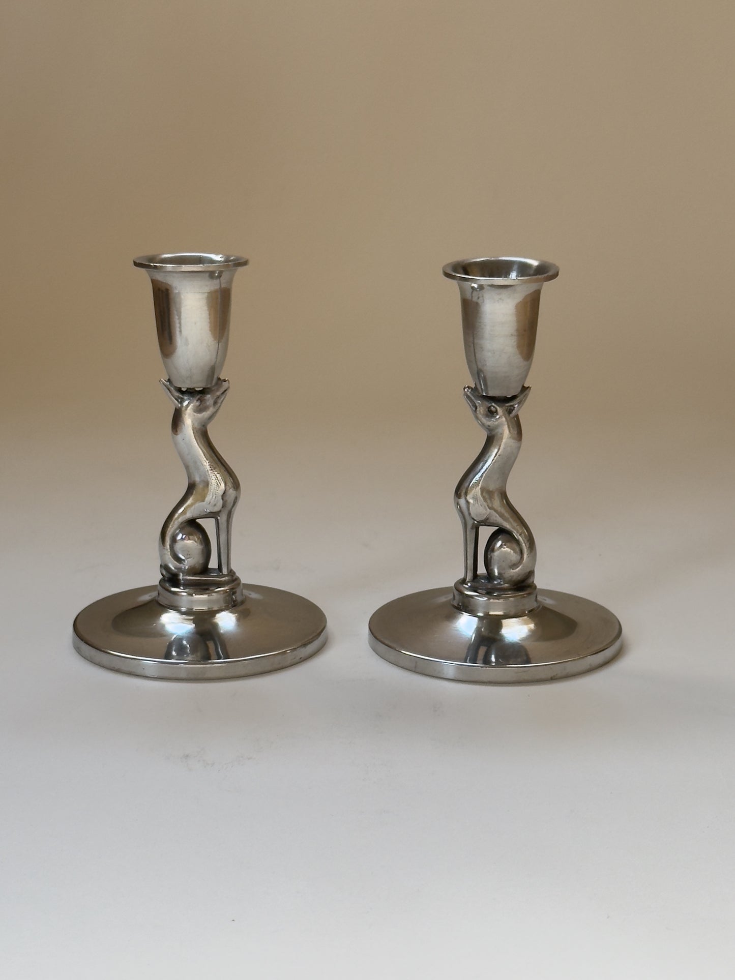 Swedish Modern Pewter Candlesticks, 1930s