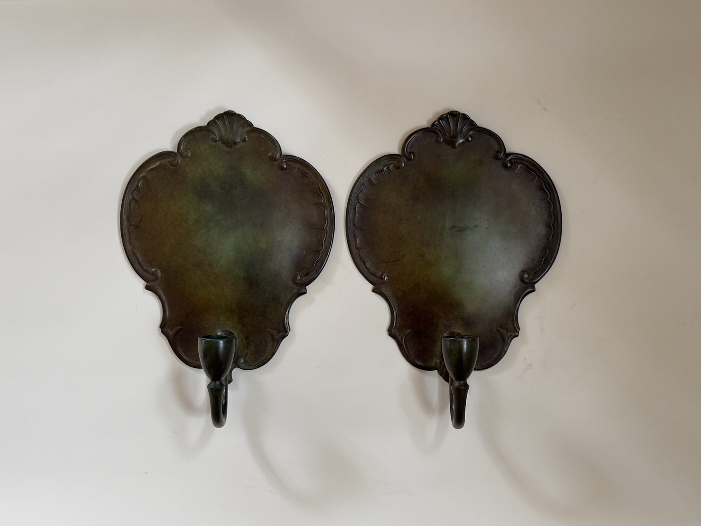 Patinated Bronze Candle Sconces by GAB, 1930s