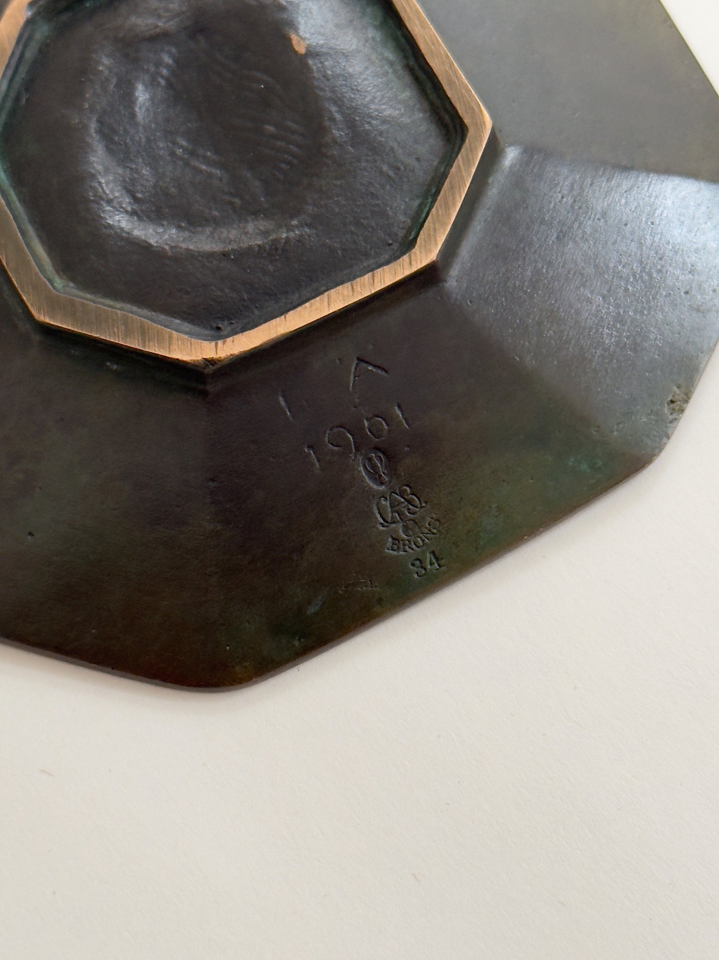 Octagonal Bronze Dish by Jacob Ängman, GAB