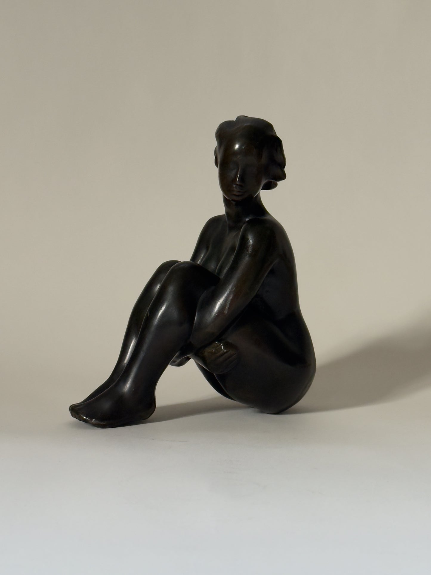 Seated Female Figure in metal by Gunnar Lindhardt Hansen, 1930s/40s