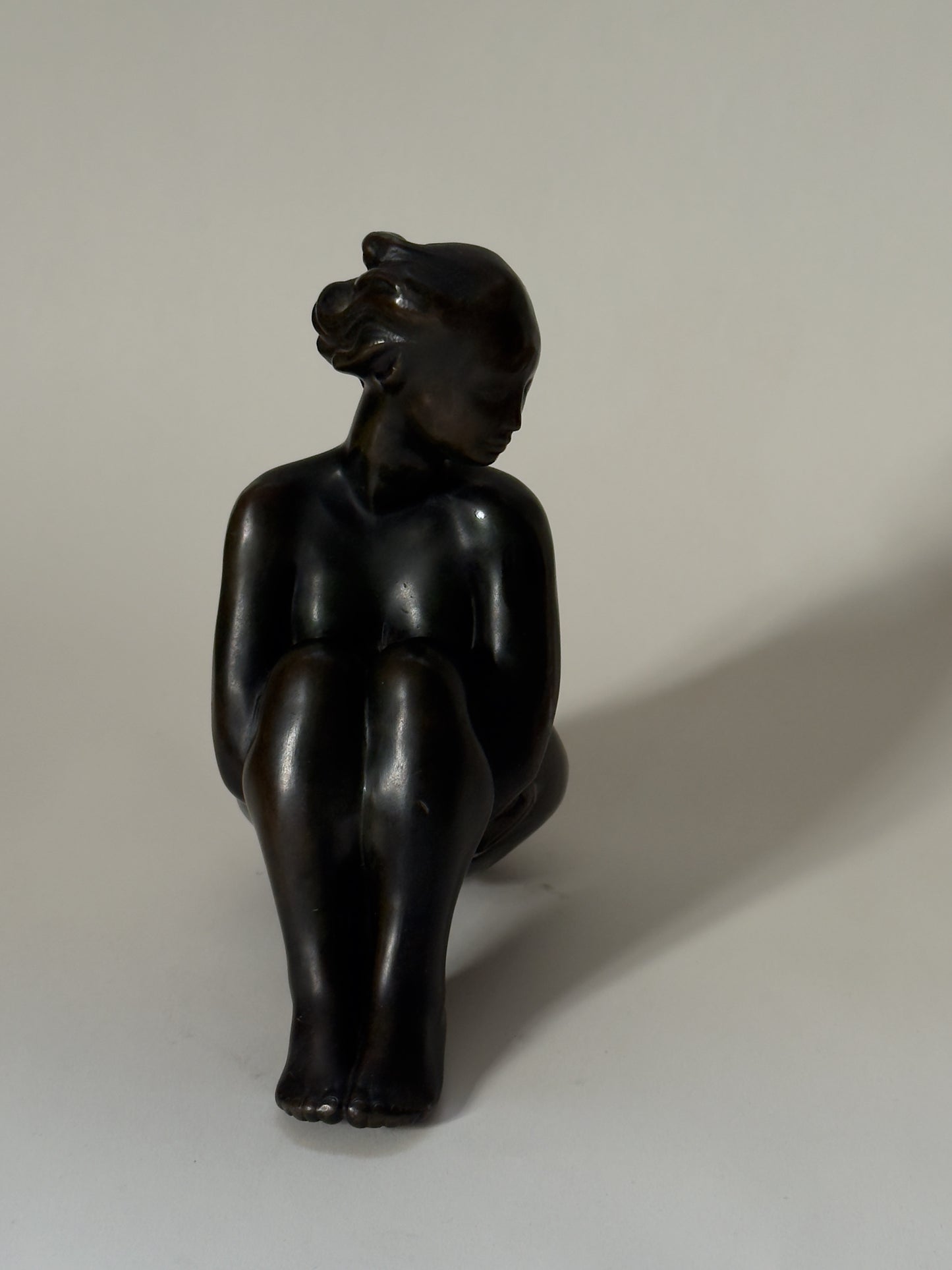 Seated Female Figure in metal by Gunnar Lindhardt Hansen, 1930s/40s