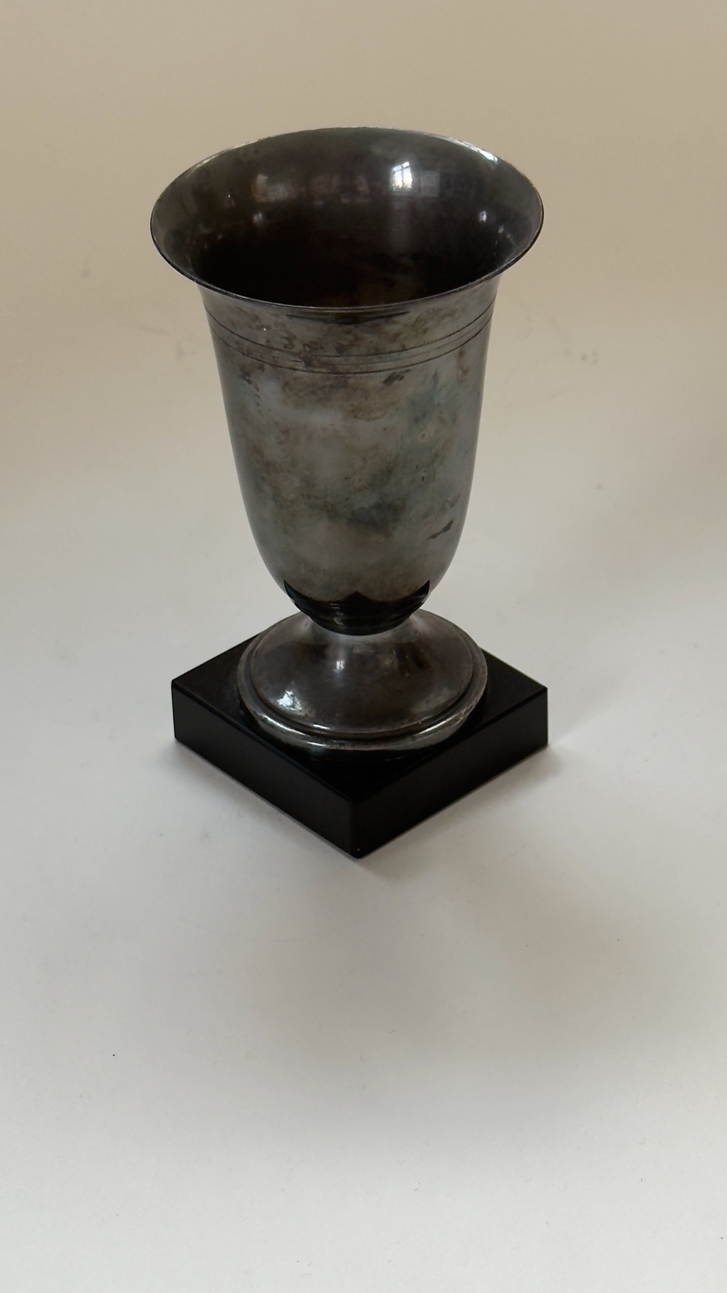 Pair of French Chrome Vases on Marble Bases (1950s)