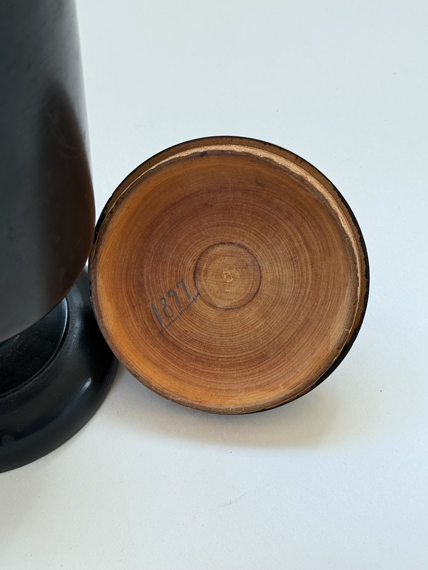 Antique Wooden Lidded Vessel, 1897