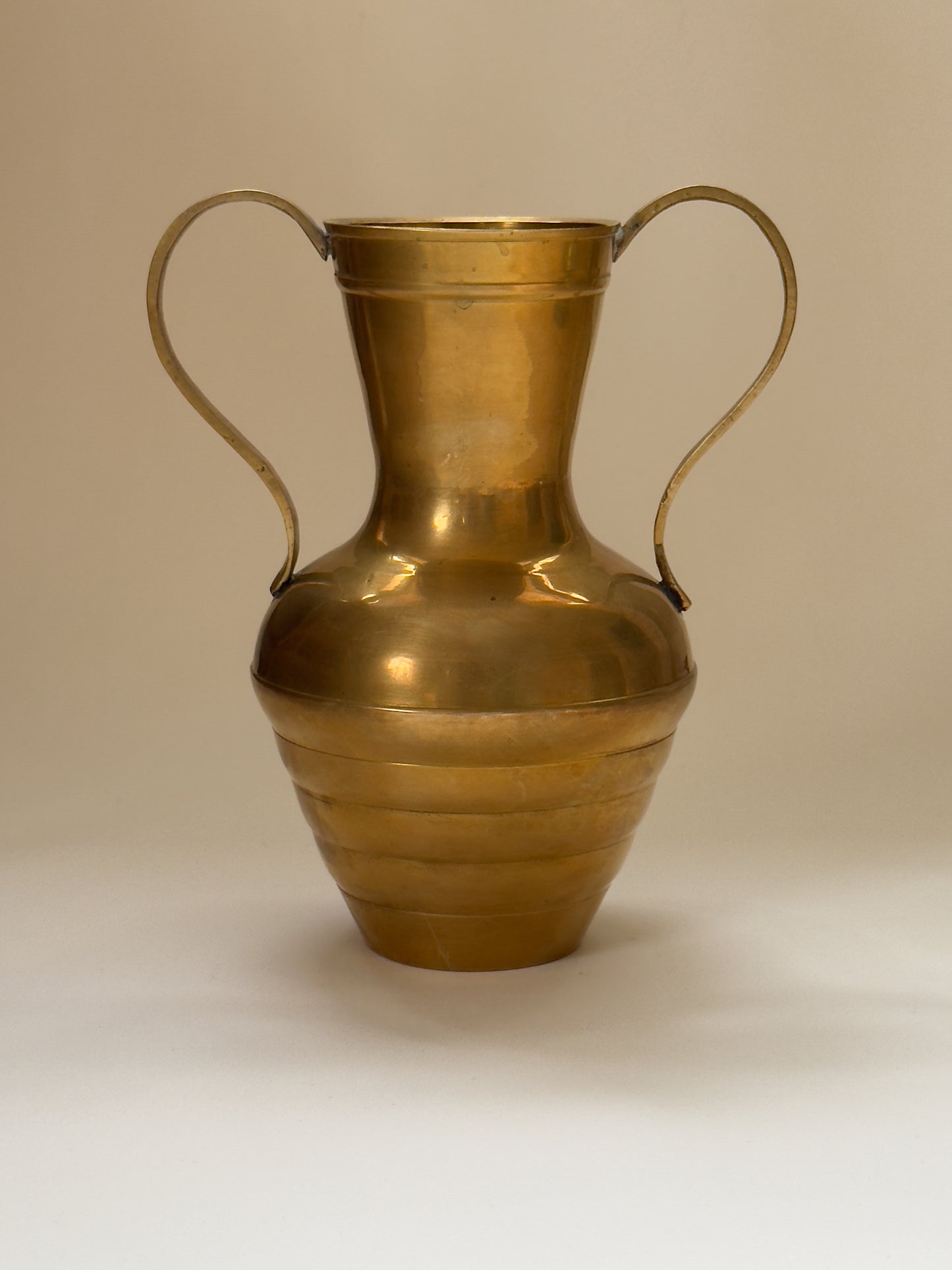 Sculptural Brass Vase with Curved Handles
