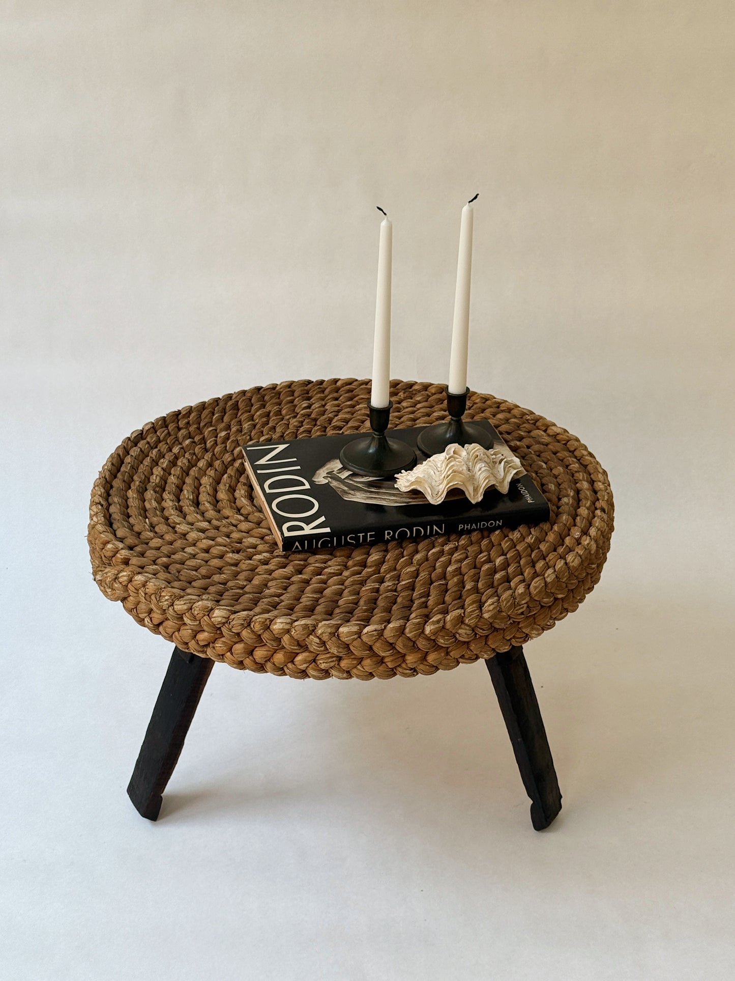 Mid-Century French Rope and Oak Coffee Table, 1950s