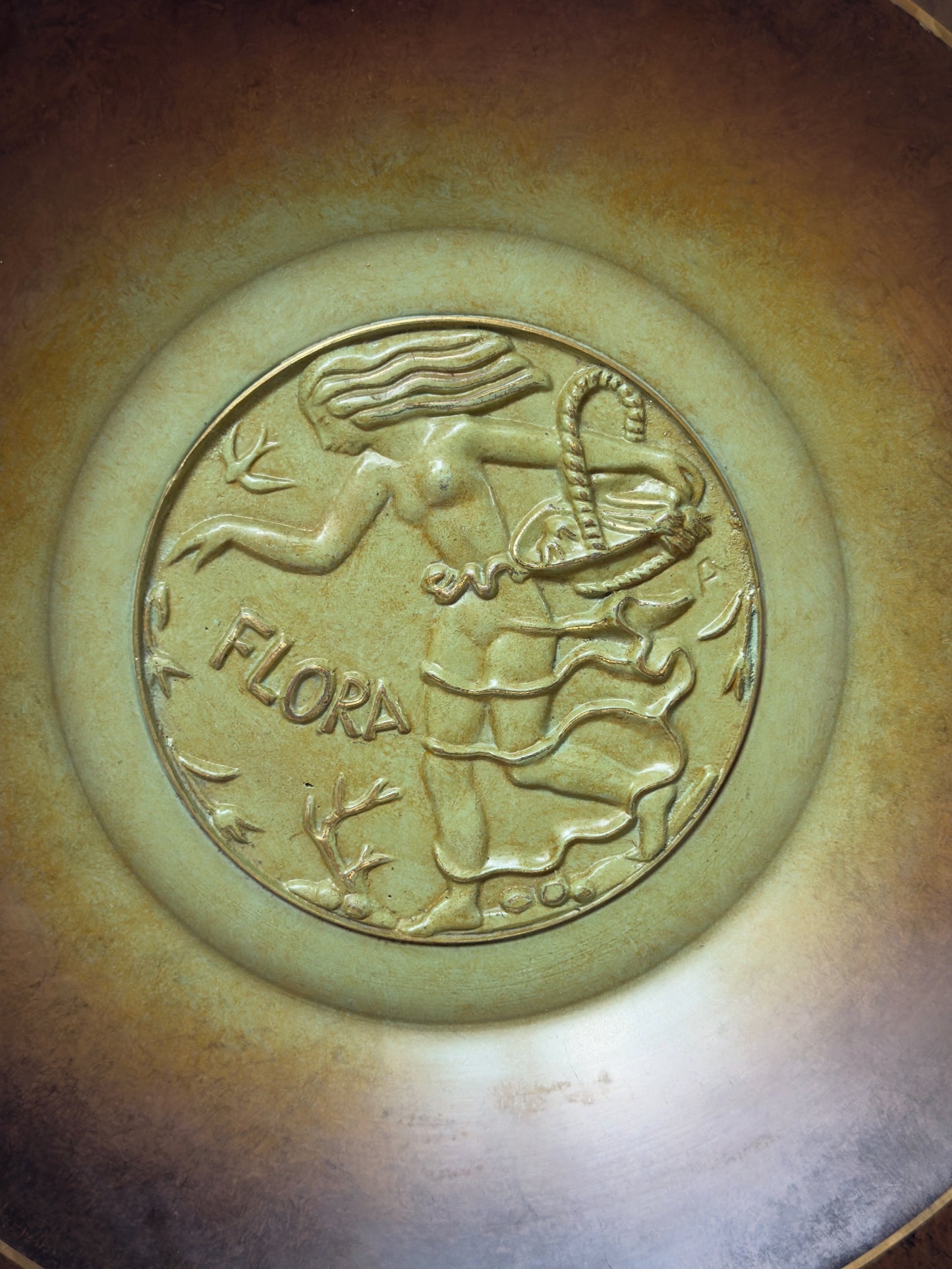 Art Deco Wall Plate by Oskar Antonson for Ystad Brons, 1940s (reserved)