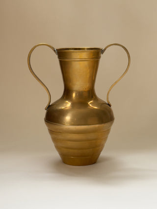 Sculptural Brass Vase with Curved Handles