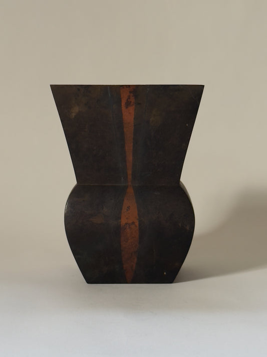 Geometric Japanese Bronze Vase, 1950s