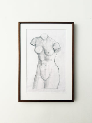 Vintage Graphite Study of Female Torso