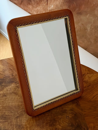 Mahogany Mirror with Wavy Brass Inlay, Swedish Modern, 1940s/50s