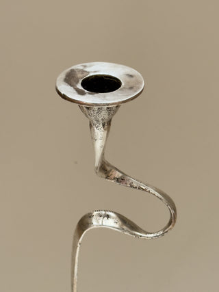 Brutalist Silver Plated Candleholder