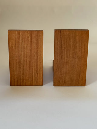 Pair of Oak Bookends with Sphere Motif, Mid-Century