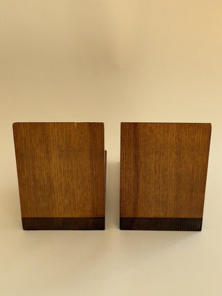 Pair of Mid-Century Wooden Bookends with Sculptural Spheres