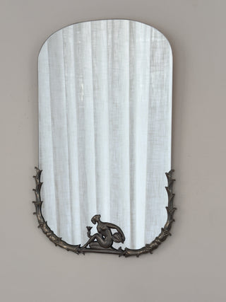 1930s Art Deco Pewter Mirror
