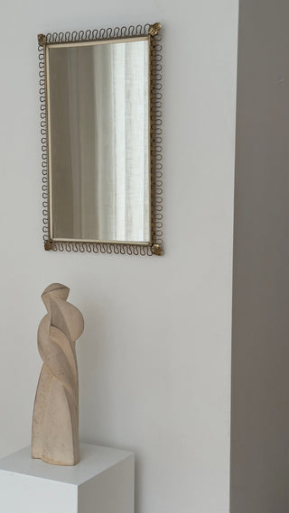 Midcentury Scalloped Brass Mirror