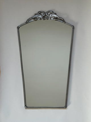 Swedish Grace Pewter Mirror with Swan Motif, 1930s