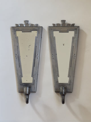 Pair of Swedish Grace Pewter Mirror Sconces, 1930s – Attributed to CG Hallberg