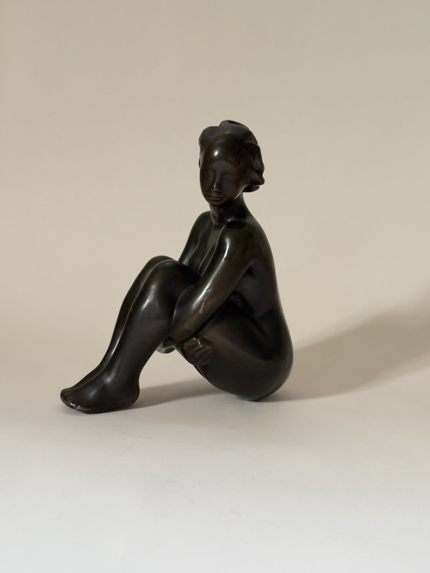 Seated Female Figure in metal by Gunnar Lindhardt Hansen, 1930s/40s
