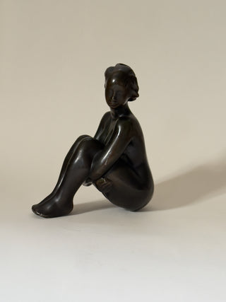 Seated Female Figure in metal by Gunnar Lindhardt Hansen, 1930s/40s