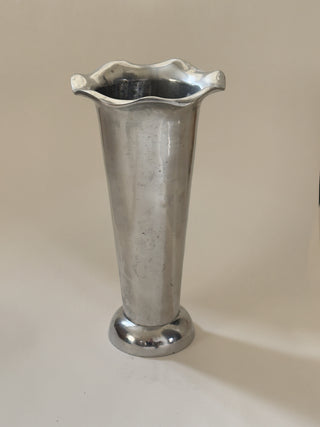 Tall Sculptural Trumpet Vase with Scalloped Rim
