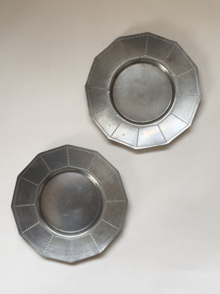 Pair of Antique Octagonal Pewter Dishes