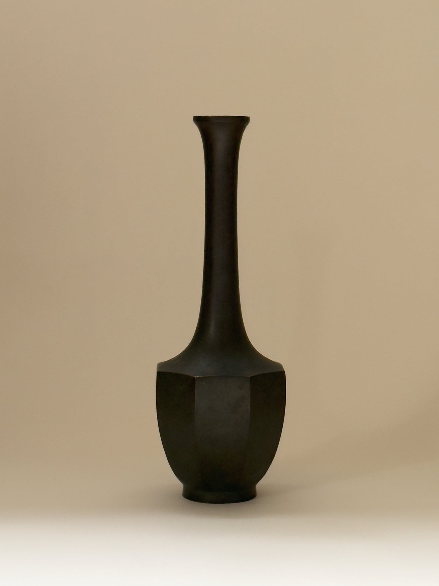Octagonal Japanese Bronze Vase