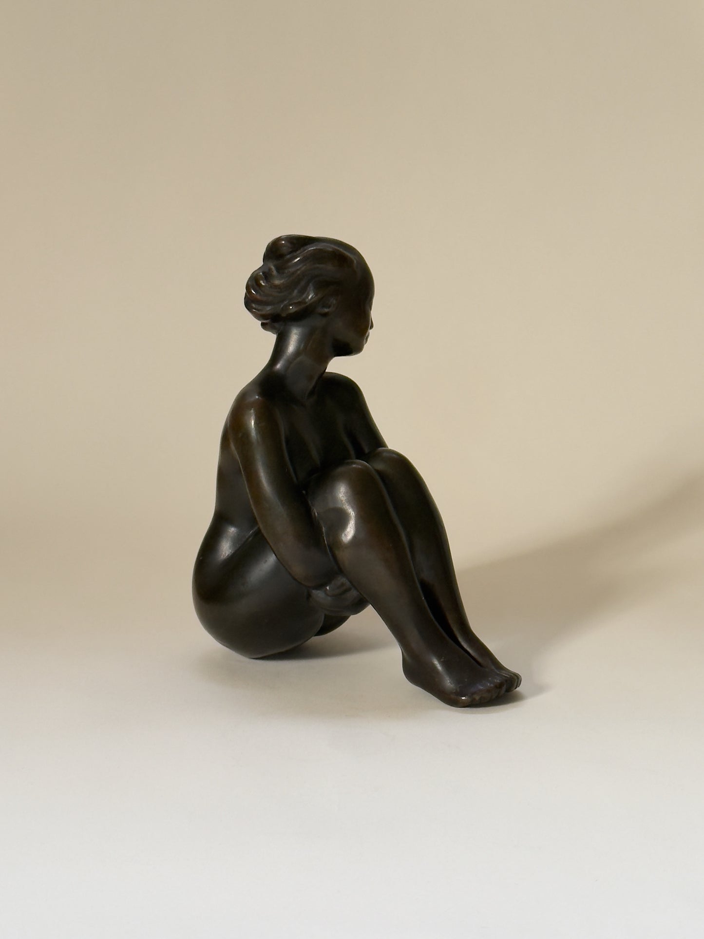 Seated Female Figure in metal by Gunnar Lindhardt Hansen, 1930s/40s