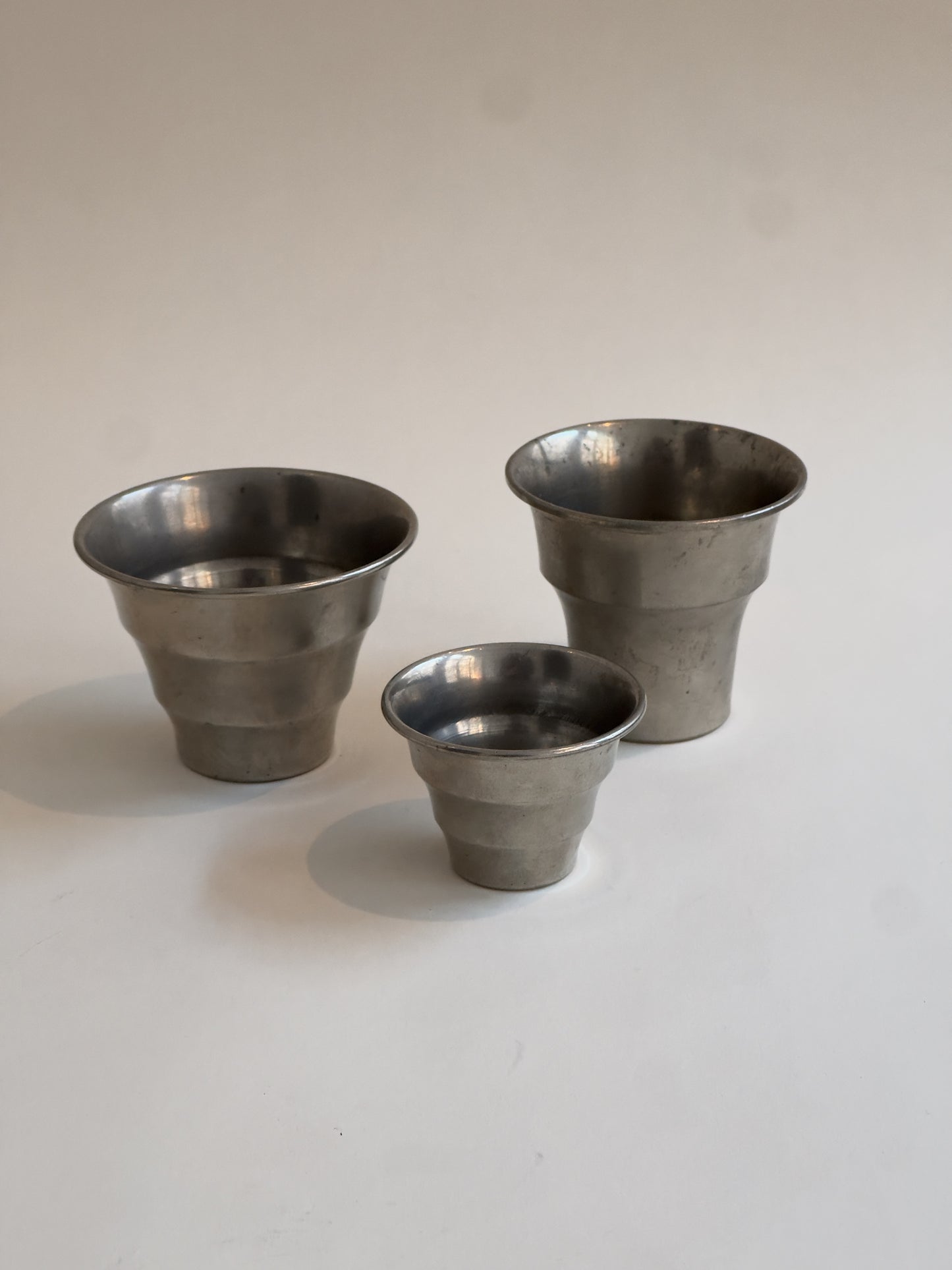 Trio of Pewter vases