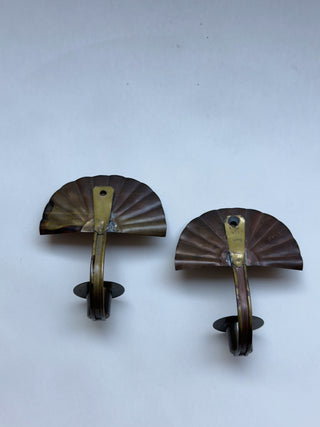Pair of Art Deco Patinated Brass Wall Candle Sconces