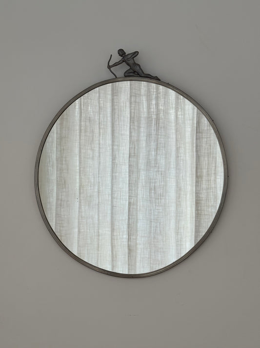 Art Deco Pewter Mirror, 1930s/40s