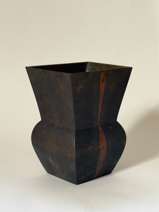 Geometric Japanese Bronze Vase, 1950s