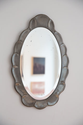 Jugend–Art Deco Pewter Mirror