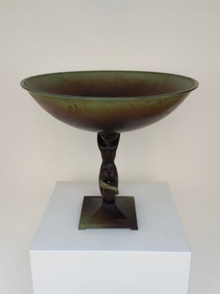 Art Deco Bronze Bowl with Mermaid Figure