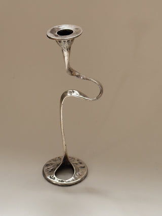 Brutalist Silver Plated Candleholder