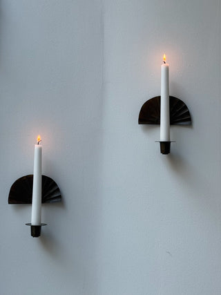 Pair of Art Deco Patinated Brass Wall Candle Sconces
