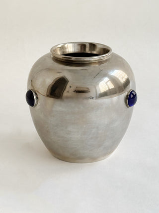 Modernist Vase with Blue Cabochons