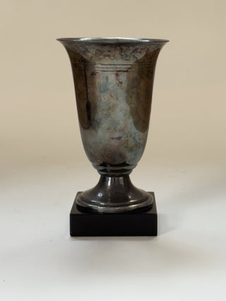 Pair of French Chrome Vases on Marble Bases (1950s)