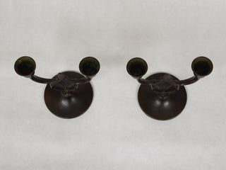 Pair of Antique Two-Armed Bronze Candlesticks