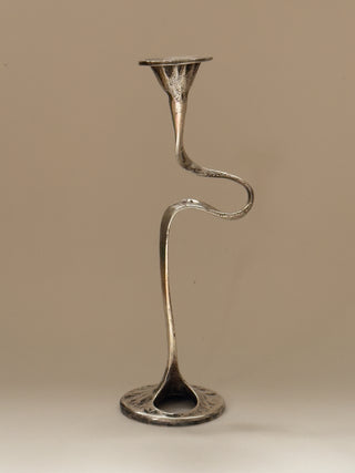 Brutalist Silver Plated Candleholder