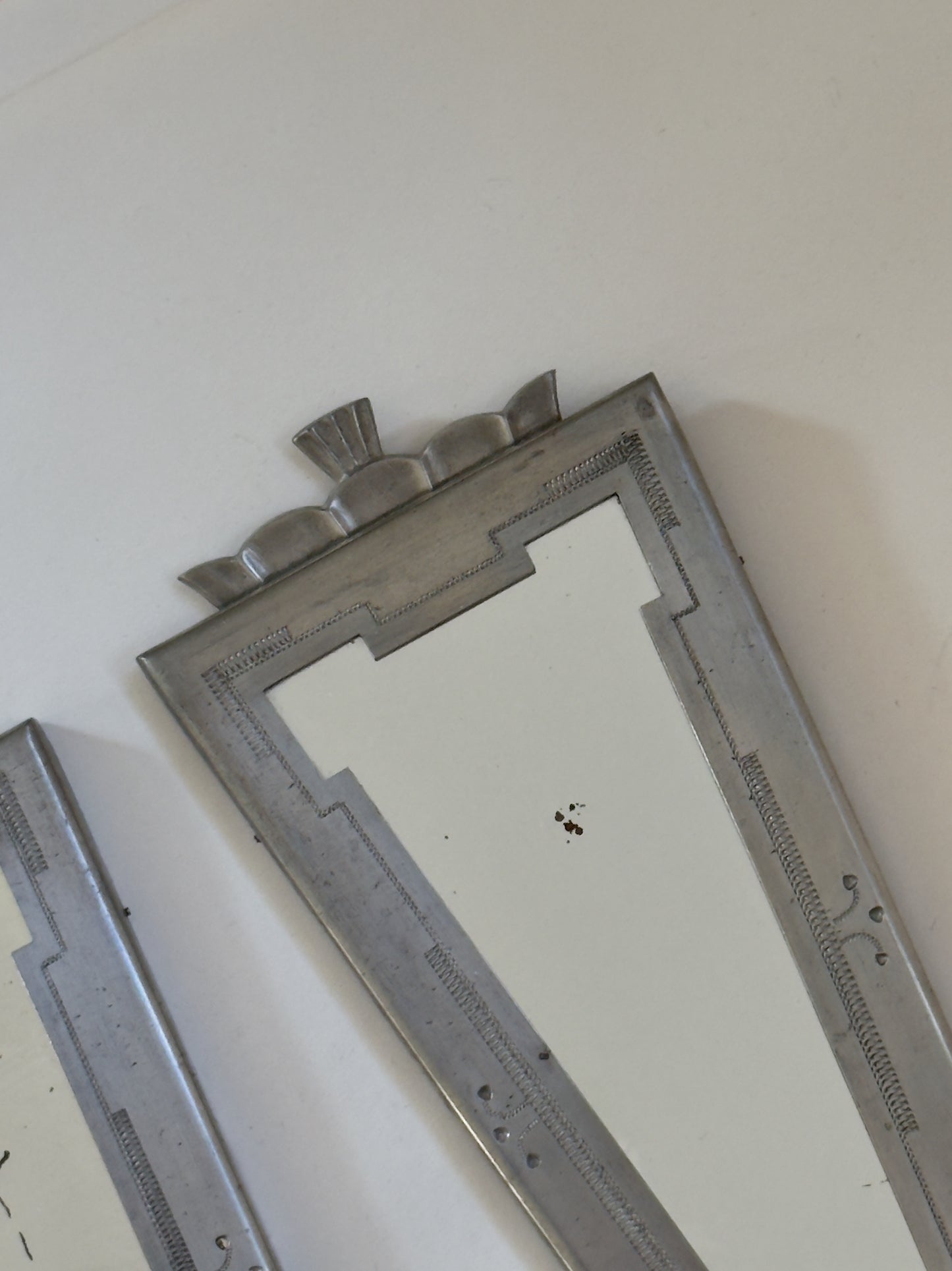 Pair of Swedish Grace Pewter Mirror Sconces, 1930s – Attributed to CG Hallberg