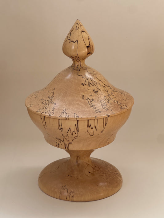 Wooden urn with lid