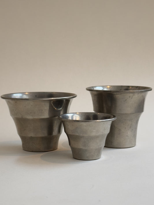 Trio of Pewter vases