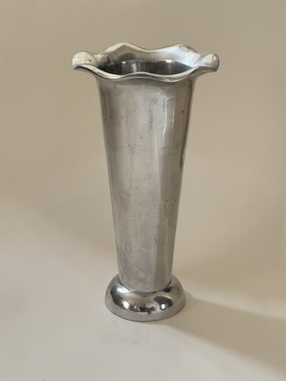 Tall Sculptural Trumpet Vase with Scalloped Rim