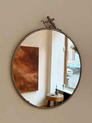 Art Deco Pewter Mirror, 1930s/40s