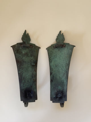 A Pair of Art Deco Bronze Candle Sconces