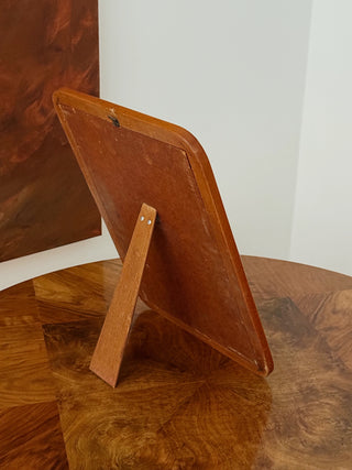 Mahogany Mirror with Wavy Brass Inlay, Swedish Modern, 1940s/50s