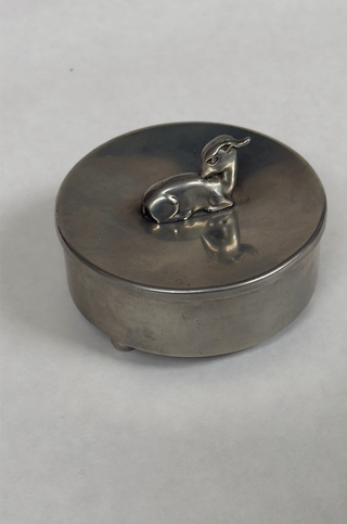 Vintage Pewter Trinket Box with Animal Motif