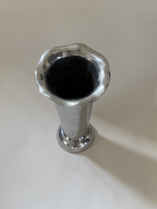 Tall Sculptural Trumpet Vase with Scalloped Rim